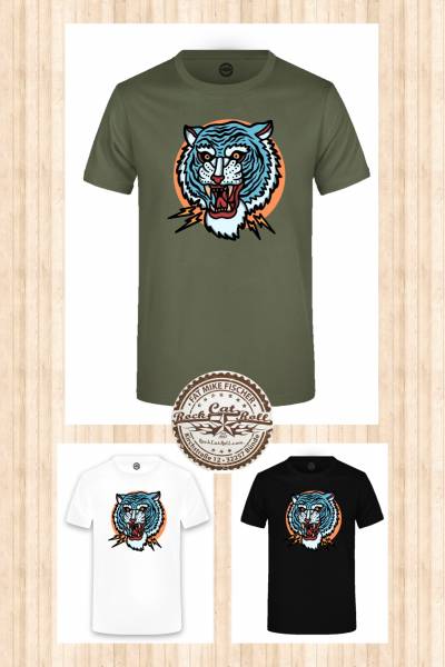Oldschool Tattoo T-SHIRT "BLUE TIGER" in 3 different colours