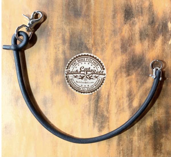 Wallet - Lanyard , genuine Leather, black or dark brown, stainless steel shackle