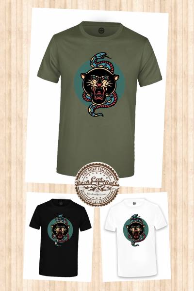 Oldschool Tattoo T-SHIRT "PANTHER & SNAKE" in 3 different colours