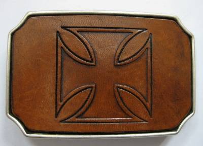 BUCKLE - IRON CROSS handcrafted - brown stamped