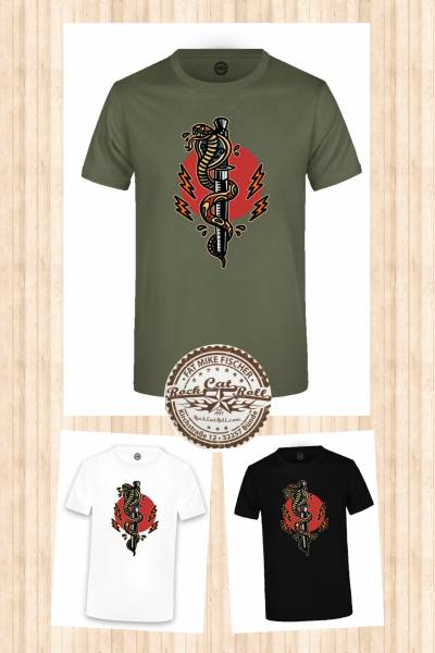 Oldschool Tattoo T-SHIRT "COBRA & KNIFE" in 3 different colours