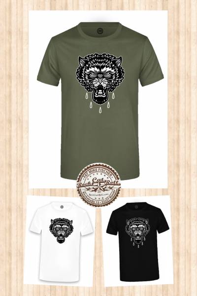 Oldschool Tattoo T-SHIRT "WOLF 1" in 3 different colours