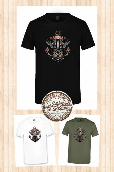 Oldschool Tattoo T-SHIRT "ANCHOR & SWALLOW" in 3 different colours