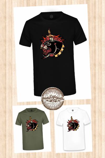Oldschool Tattoo T-SHIRT "PANTHER & DAGGER" in 3 different colours