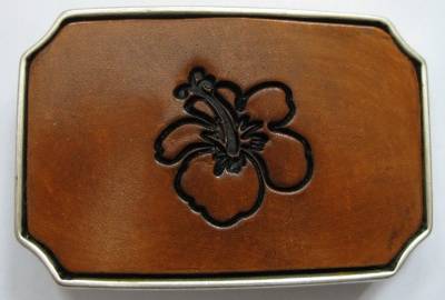 BUCKLE - HIBISCUS handcrafted - brown