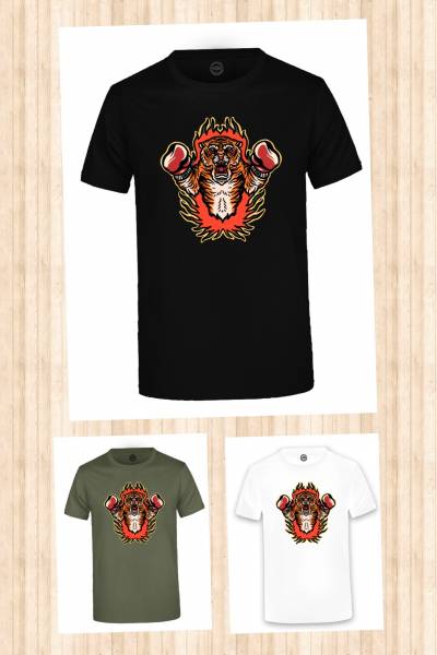Oldschool Tattoo T-SHIRT "TIGER BOXING" in 3 different colours