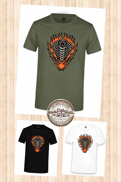 Oldschool Tattoo T-SHIRT "BURNING COBRA" in 3 different colours