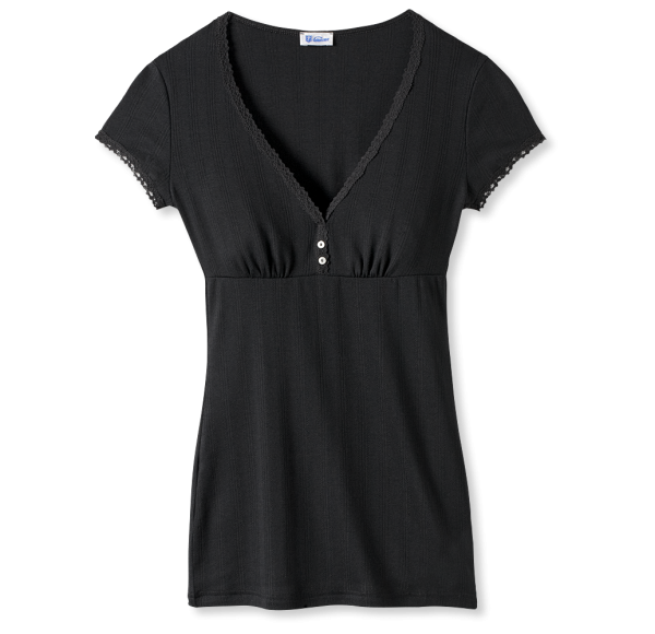 Schiesser Revival - 1/2 sleeve Shirt AGATHE black
