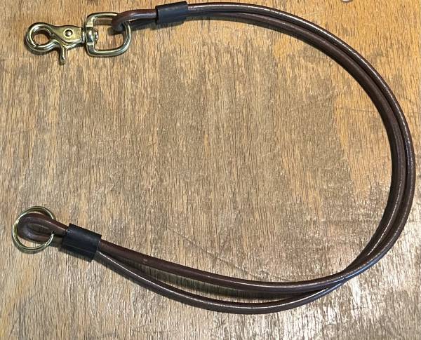 Wallet - Lanyard "Doppio" from dark brown full cowhide, colour fittings: black-brass