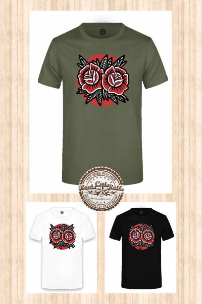 Oldschool Tattoo T-SHIRT "TWIN ROSE" in 3 different colours