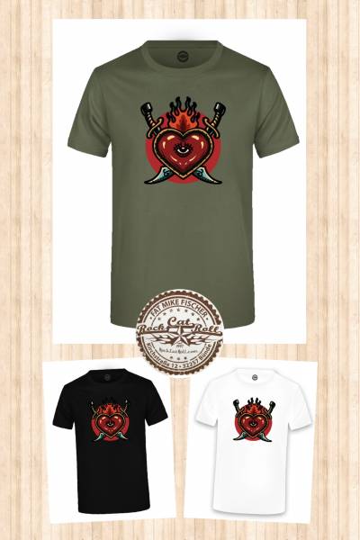 Oldschool Tattoo T-SHIRT "HEART SWORD" in 3 different colours