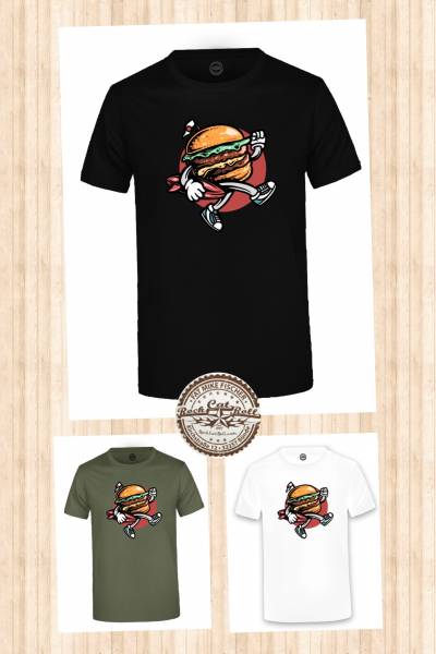 Oldschool Tattoo T-SHIRT "SURFING BURGER" in 3 different colours