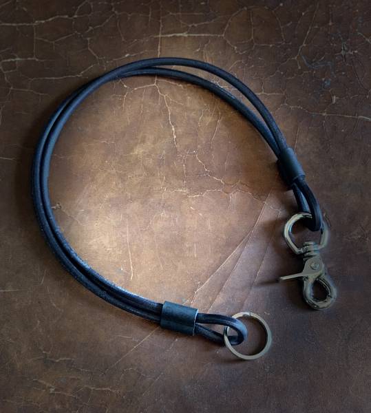 Wallet - Lanyard "Doppio" from black full cowhide, colour: black-silver
