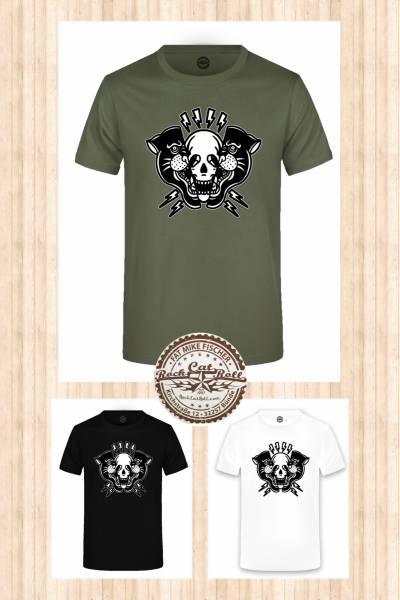 Oldschool Tattoo T-SHIRT "SKULL IN PANTHER" in 3 different colours